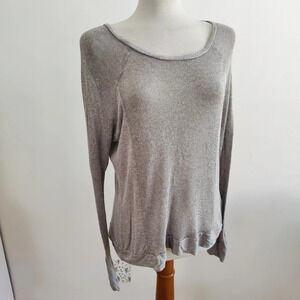Lush Silver Metallic Top / LS / Pullover / Large